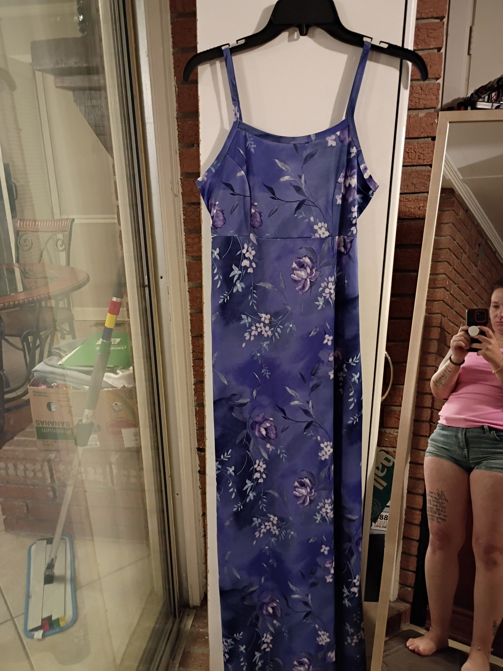 HeartSoul Lavender Floral Satin Maxi Dress